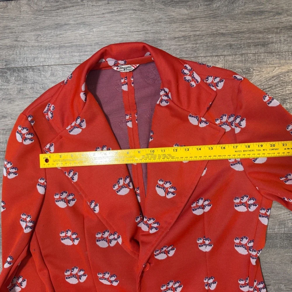Vintage 70s Mens Clemson Tigers‎ AOP Blazer Jacket Groovy Medium/Large